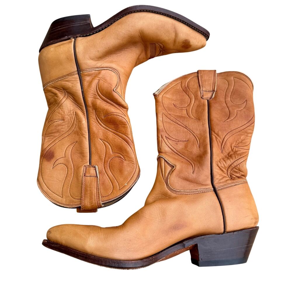 Men’s Stewart Boot Cowboy handmade shoes Sz 11D, RARE, retired tan/brown
